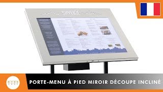 Porte-menus incliné à pied, miroir découpé