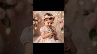 "Sweet Moments: Baby Girl Playing with Her Furry Friend"#cute #fun #kidsvideo#shorts