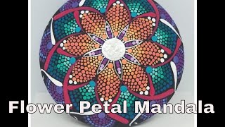 Flower Petal Mandala on Art Stone ~ Dot Art Mandala Painting with Miranda Pitrone ~ Long Swipe Tips