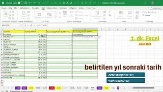 Excel 1 Dakika - belirtilen yıl sonraki tarihi bulmak