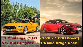 More Mustang's Vs  Kia Stinger GT - 1/4 Mile Drag Race