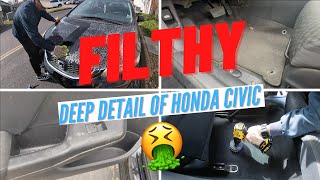 DEEP CLEANING a Filthy Honda Civic | Dirty Car Detailing | Satisfying | Mario Molina