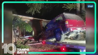 Man hospitalized with serious injuries after car crashes through his Pasco County house