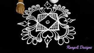 easy rangoli designs with dots || karthigai matham kolam || cute muggulu designs