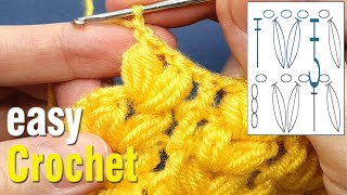 Easy Crochet: How to Crochet Textured Puff V Stitch.