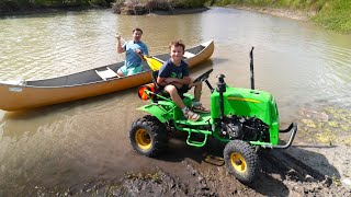 Hudson pulls boat from deep water with kids tractor