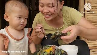 Single Mother - Harvesting bamboo shoots at the beginning of the season after rainy days