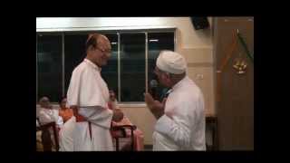 Zoroastrian Mobed performs Hamaa Zor Greeting with Mumbai Archbishop Ostwald Cardinal Gracias