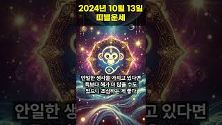 2024년 10월 13일 원숭이띠, 닭띠 오늘의운세!! #오늘의운세 #띠별운세 #운세 #원숭이띠운세 #닭띠운세  #shorts