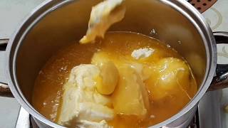 የአትክልት ቂቤ ከአበሻ ቂቤ ጋር ማንጠር  vegetable ghee with butter(kibeh)habesh food