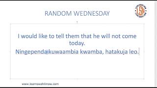 RANDOM WEDNESDAY: SWAHILI REVIEW