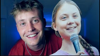 ASMR with a cardboard cutout of Greta Thunberg