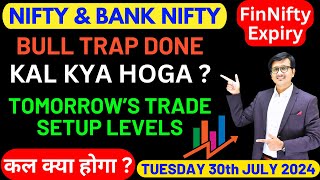 Nifty Prediction and Bank Nifty Analysis for TUESDAY 30 JULY 2024 | Nifty & Banknifty Tomorrow