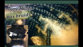 How to do knotless box braids on thick natural hair 🚫 no heat | feed in box braids | jessknotty