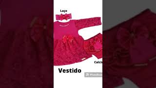 Vestido Menina Conjunto 4 Peças Natal Batizado .