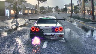 nissan GTR R34 Free roaming around the palm city in Need For Speed HEAT