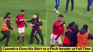 😍 Casemiro Gives his Shirt to a Pitch Invader at Full Time after Man United Win 2-0 Against Everton