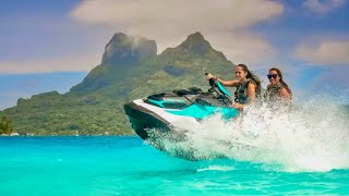 riding jets skis in beautiful bora bora