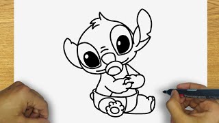 HOW TO DRAW BABY STITCH | STEP BY STEP | DRAWING STITCH BABY EASY