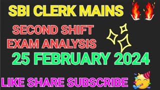 SBI Clerk Main Exam Analysis Second Shift 25 February 2024 | SBI Clerk Mains Exam Analysis 2024