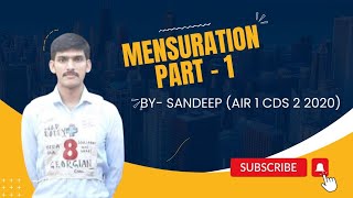 Mensuration || Part - 1 || CDS 1 2024 || Daily 8 Pm Mathematics Series || By Sandeep AIR 1