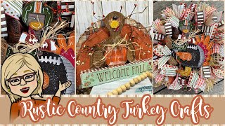 🍂🦃🧡 - Rustic Country Turkey Crafts \ DOLLAR TREE Hobby Lobby Turkey FOOTBALL Burlap Deco Mesh Wreath