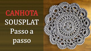 CANHOTA - Sousplat de Crochê Fio de Malha Passo a Passo - Iniciantes