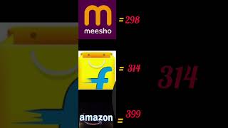 Comaprison in meesho vs Flipkart vs amazon | Best online shopping #meesho #Flipkart #amazon  #shorts