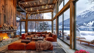 Serene Winter Cabin Retreat ❄️ Smooth Jazz & Fireplace Sounds Amid Snowy Forest Views for Relaxation