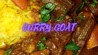 "Burnt" Curry Goat and Yellow Rice