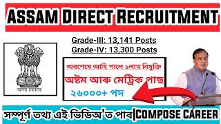 Assam Direct Recruitment-2022|1lakh jobs news assam|1lakh sorkari sakori|assam latest jobs in assam