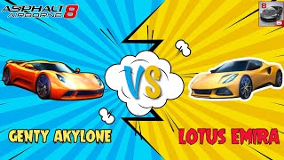 ASPHALT 8 : asphalt 8 airborne gameplay | GENTY AKYLONE VS LOTUS EMIRA | offline| car racing | 2023