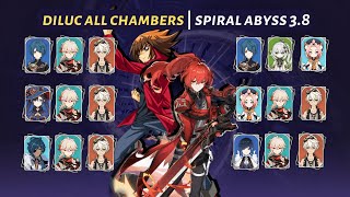 [Genshin Impact] | Diluc Multi Variant - Spiral Abyss 3.8 | All Chamber - Floor 12