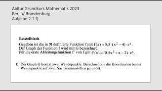 Abitur Mathematik Grundkurs 2023 Berlin/Brandenburg Aufgabe 2.1 f)