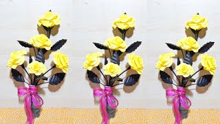 How To Make Paper Flower Rose For Home Decoration | Diy Works