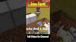 Part 4/5 - Easiest Iron Farm In Minecraft  🔥 #shorts