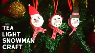 Snowman Tea Light Craft Ornament Idea for Kids this Christmas