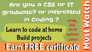 Free Certificate and More l Learn Coding at Home l Free Tutorials for all ages