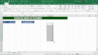 GENERATING PIN NUMBERS OR UNIQUE NUMBERS USING CHAR AND RANDBETWEEN FUNCTIONS IN EXCEL VBA