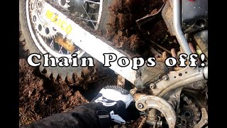 Dirtbike riding Chain Pops Off on trail!  1997 Maico 500