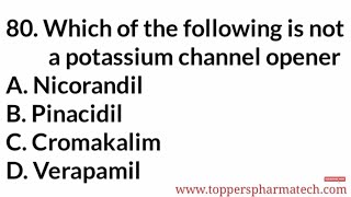 Pharmacology MCQ - 14 || #PharmacistExamQuestionPaper | DCO Exam | GPAT Exam | NIPER Exam