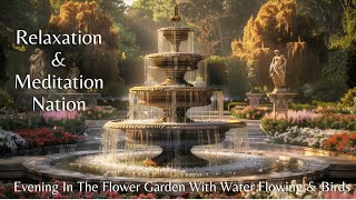 Evening Oasis : Flower Garden Fountain with Birdsong For Relaxing and Calming Nerves : 1 Hour