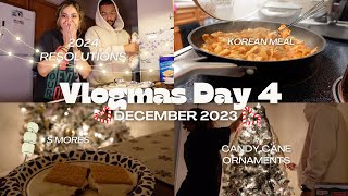 VLOGMAS DAY 4🍫🤍🍪| s'mores, new year resolutions, korean meal