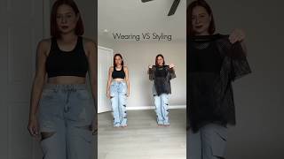 Wearing VS Styling - Wide Leg Ripped Jeans 🖤 #shorts