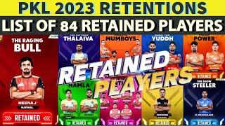 PKL 2023 - FULL LIST OF 84 RETAINED PLAYERS || Pawan,Fazal,Maninder Released 😯