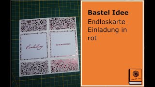 Bastel Idee Einladung Endloskarte in rot mit Papier, Stempel, Stampin Up, Action & Co