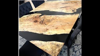 Epoxy Resin River Table with Spalted Maple Wood