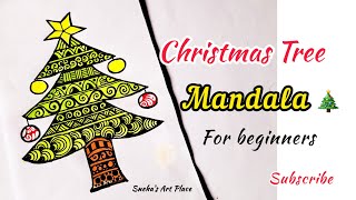 Christmas Tree Mandala|How to draw mandala for beginners|#viral#art#trending#christmas#how#best#easy