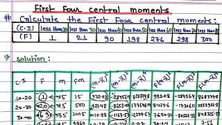 calculate the first four central moments from the following data || less than central moment