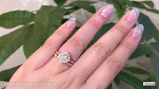 Mini Vintage Floral Moissanite Bridal Set Milgrain Band Rose Gold